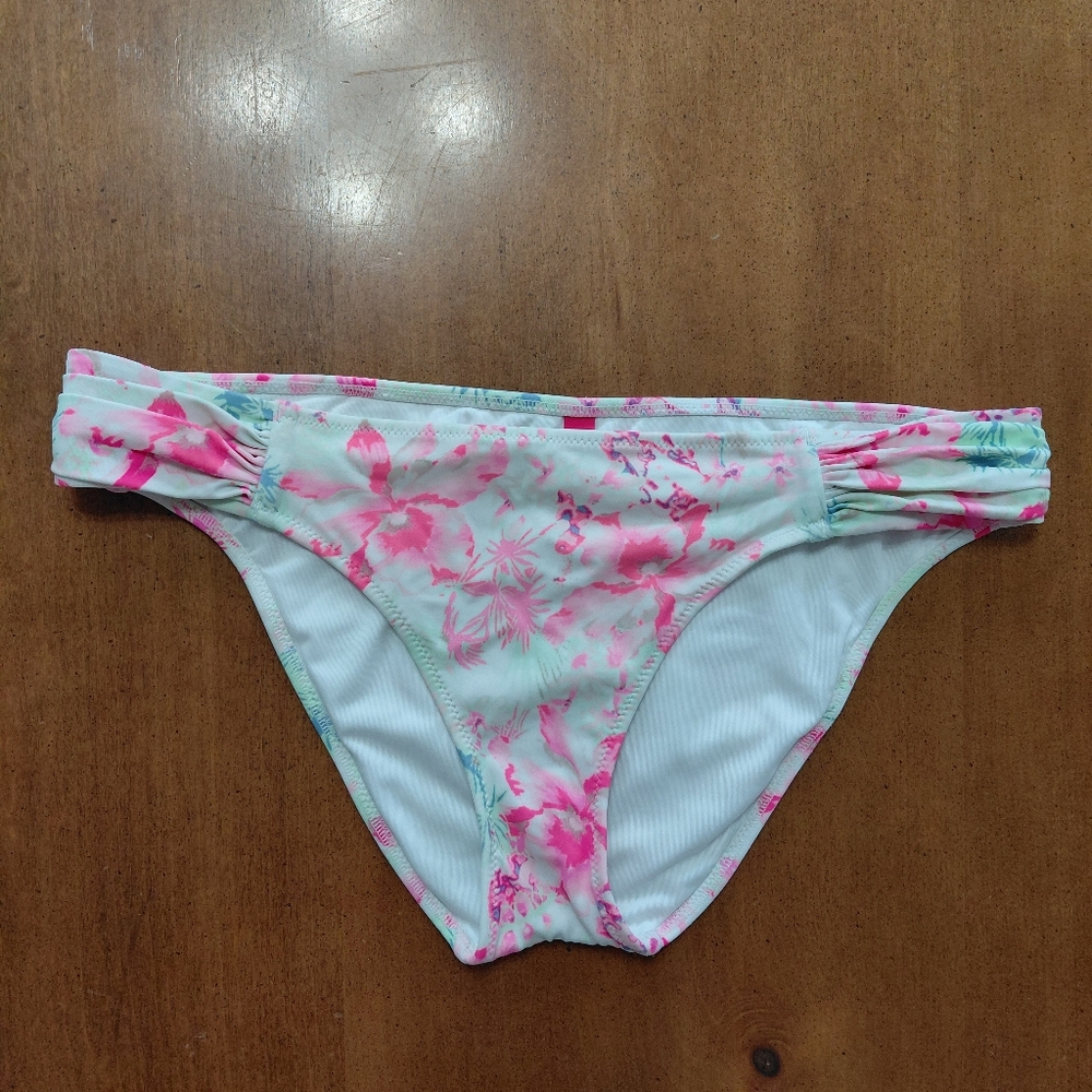 Victoria's Secret Floral Pink and White Bikini Bottom